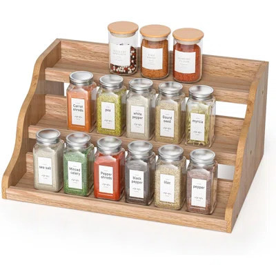 Tiered Spice Rack Organizer For Cabinet, Wooden Spice Rack For Countertop, Spice Shelf Organizer Spice Organization For Cabinet | Wayfair North America