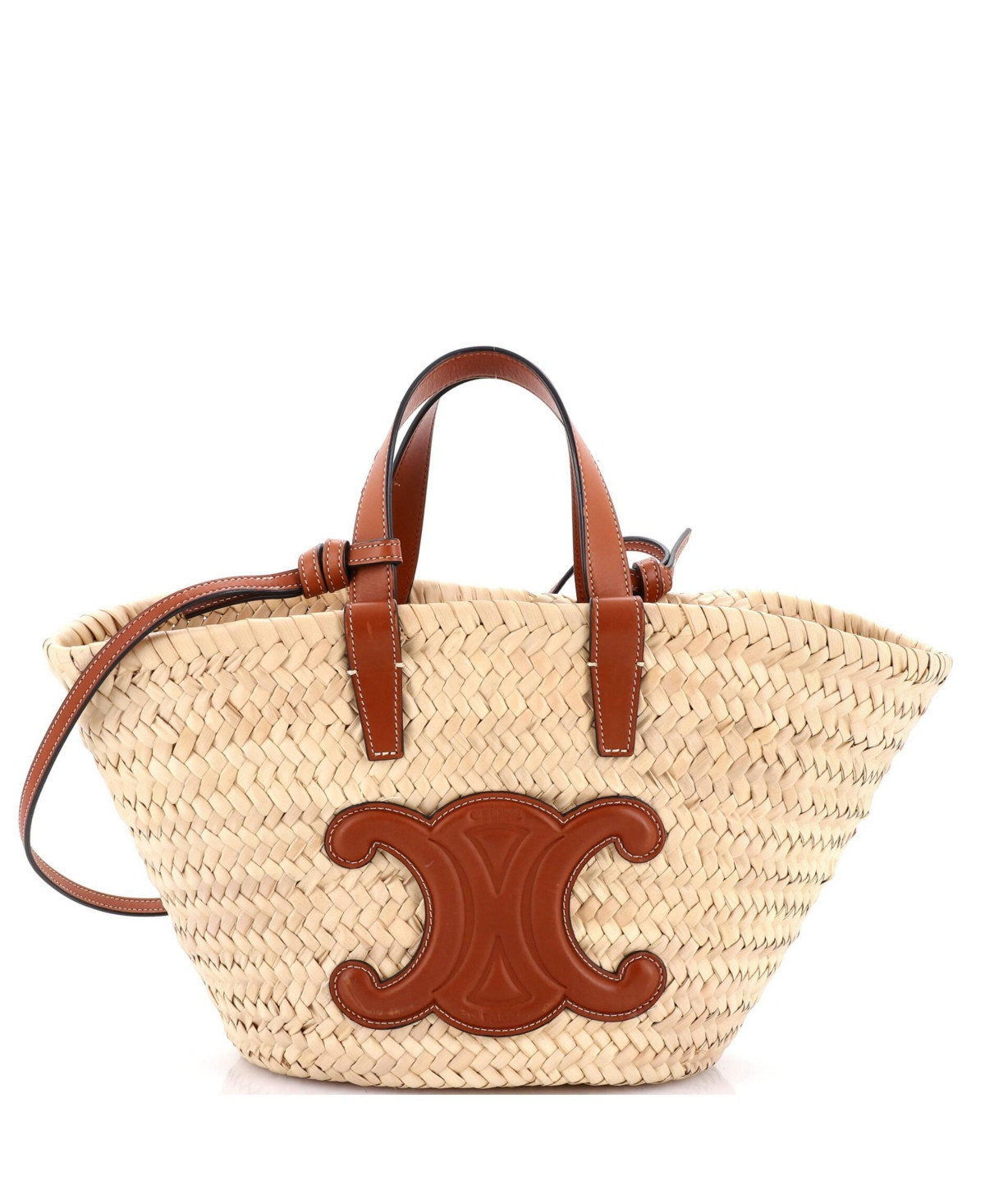 Pre-Owned Celine Teen Classic Panier Basket Tote Raffia and Leather - Brown | Macy's