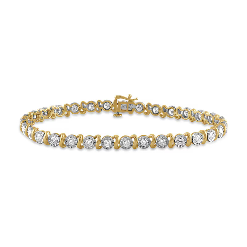 2 CT. T.W. Certified Lab-Created Diamond "S" Tennis Bracelet in Sterling Silver with 24K Gold Pla... | Zales