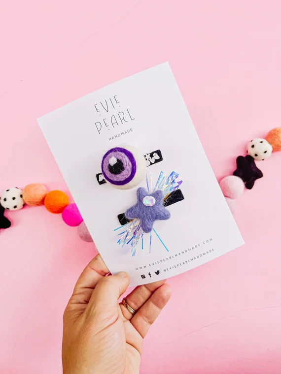 Spooky Halloween Monster Eye Hair Clip Set Purple Eyeball and - Etsy | Etsy (US)