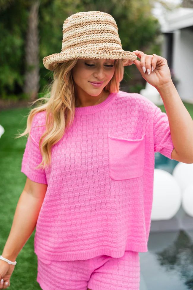Perfectly Paired Bright Pink Sweater Top and Shorts Set | Pink Lily