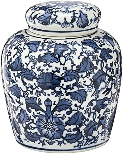 Creative Co-Op Blue & White Ceramic Ginger Jar with Lid | Amazon (US)