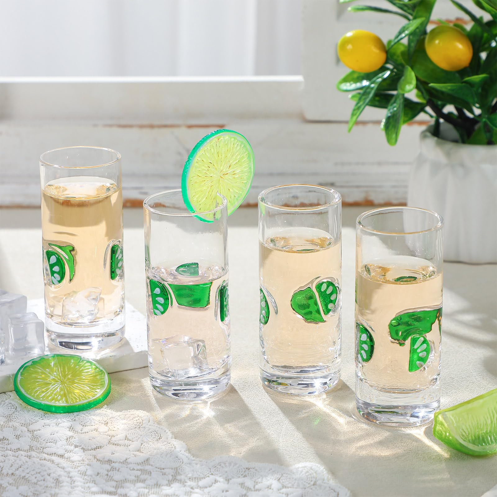 SiliFine 4 Pcs Lime Icon Shot Glasses - 2.8 oz Cute Shot Glasses with Heavy Base for Tequila, Whi... | Amazon (US)