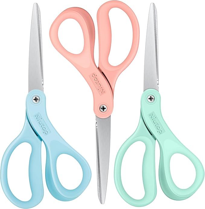 Pastel Scissors, Niutop 8" All Purpose Scissors Heavy Duty Ergonomic Comfort Grip Shears Sharp Sc... | Amazon (US)