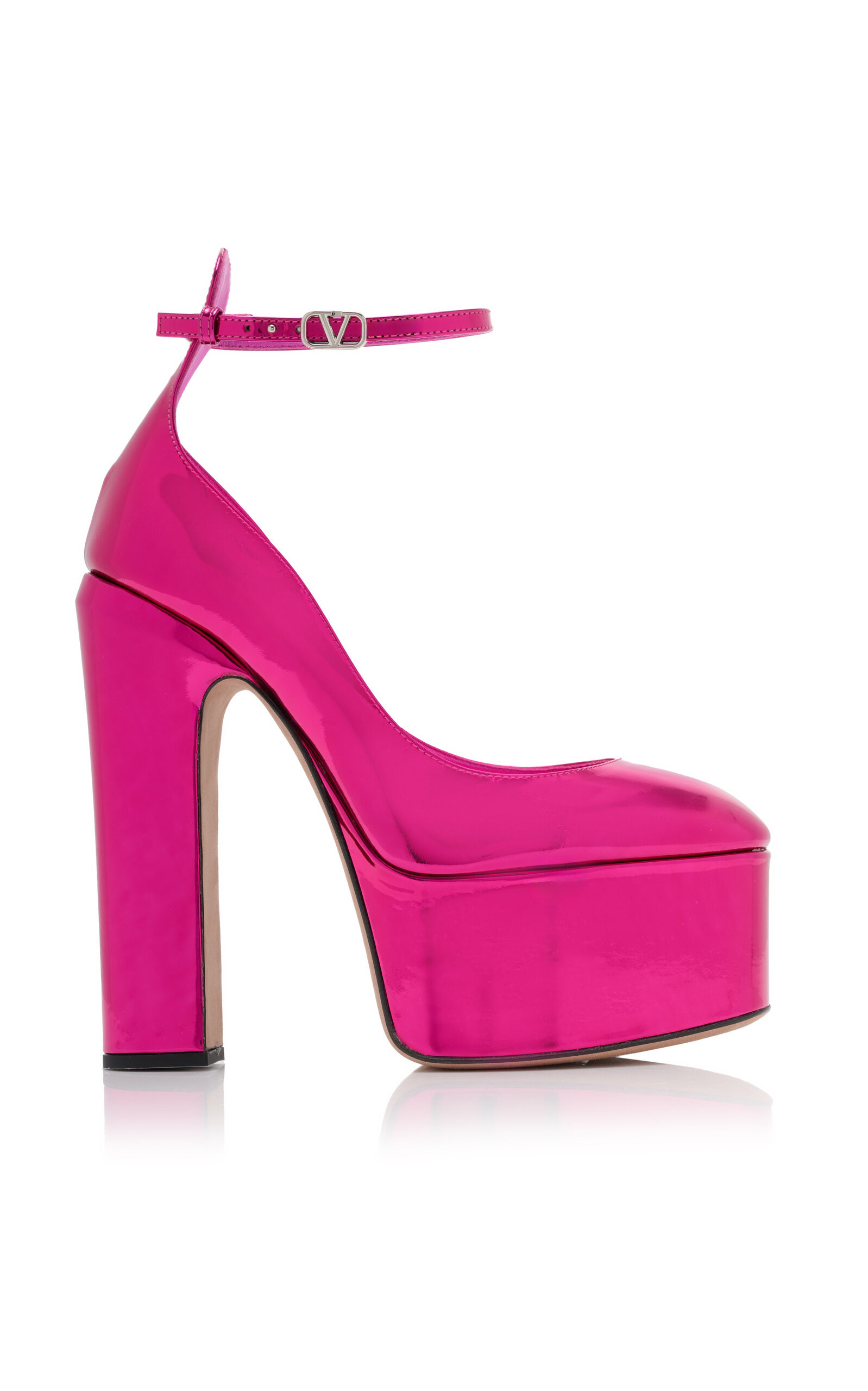 Valentino Garavani - Women's Tan-Go Metallic-Leather Platform Pumps - Pink - IT 37 - Moda Operandi | Moda Operandi (Global)
