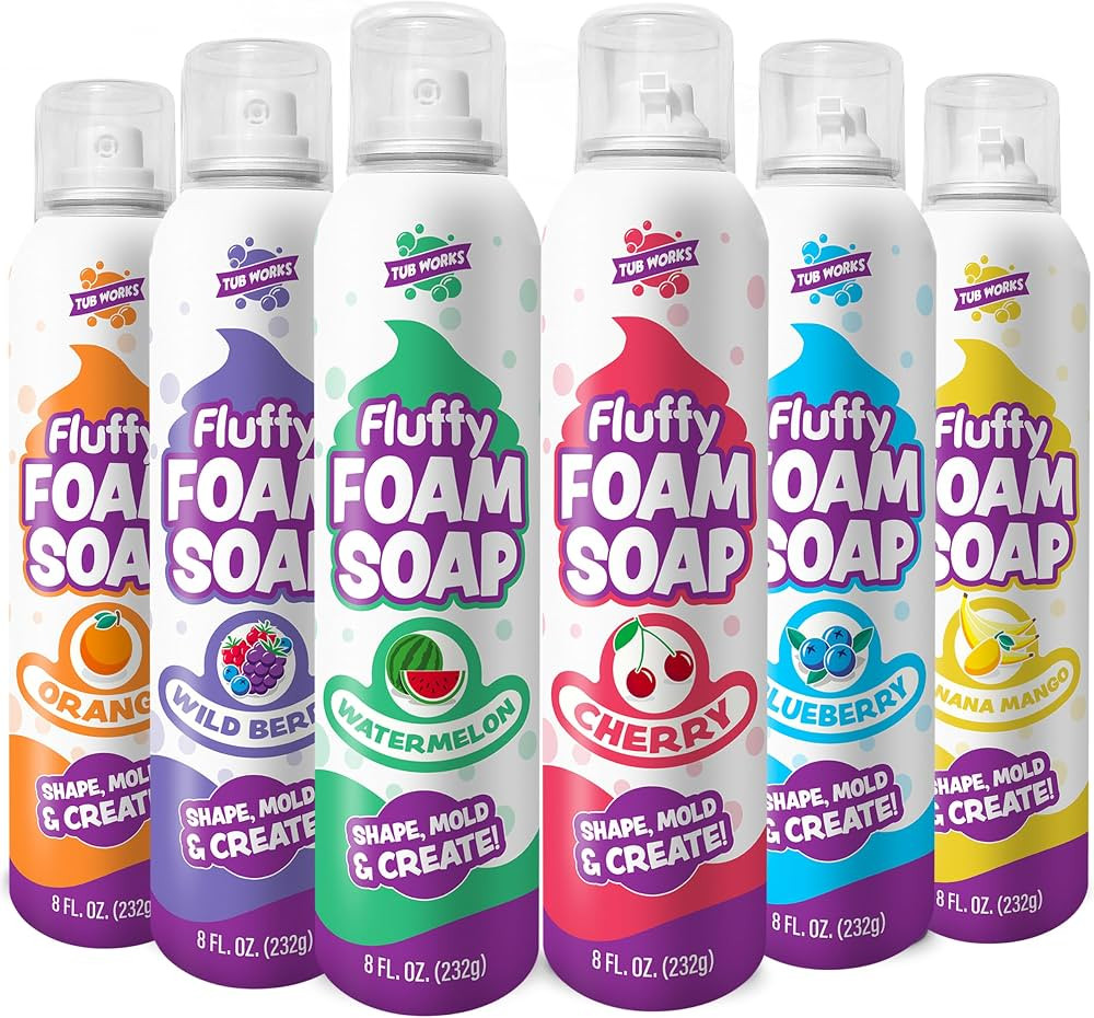 Tub Works\u00ae Fluffy Foam Soap, Variety 6 Pack | Shape, Mold & Create Bath Art with Soft Bath F... | Amazon (US)