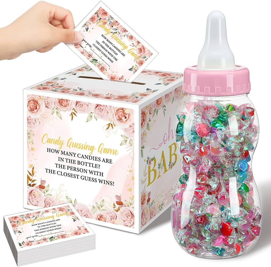 Glenmal 52 Pcs Baby Shower Games Gift Sets Large Baby Bottle for Shower Game Guess How Many Candi... | Amazon (US)