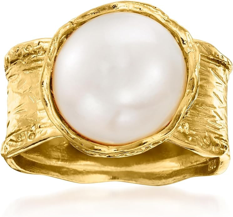 Ross-Simons 11.5-12mm Cultured Button Pearl Ring in 18kt Yellow Gold Over Sterling | Amazon (US)
