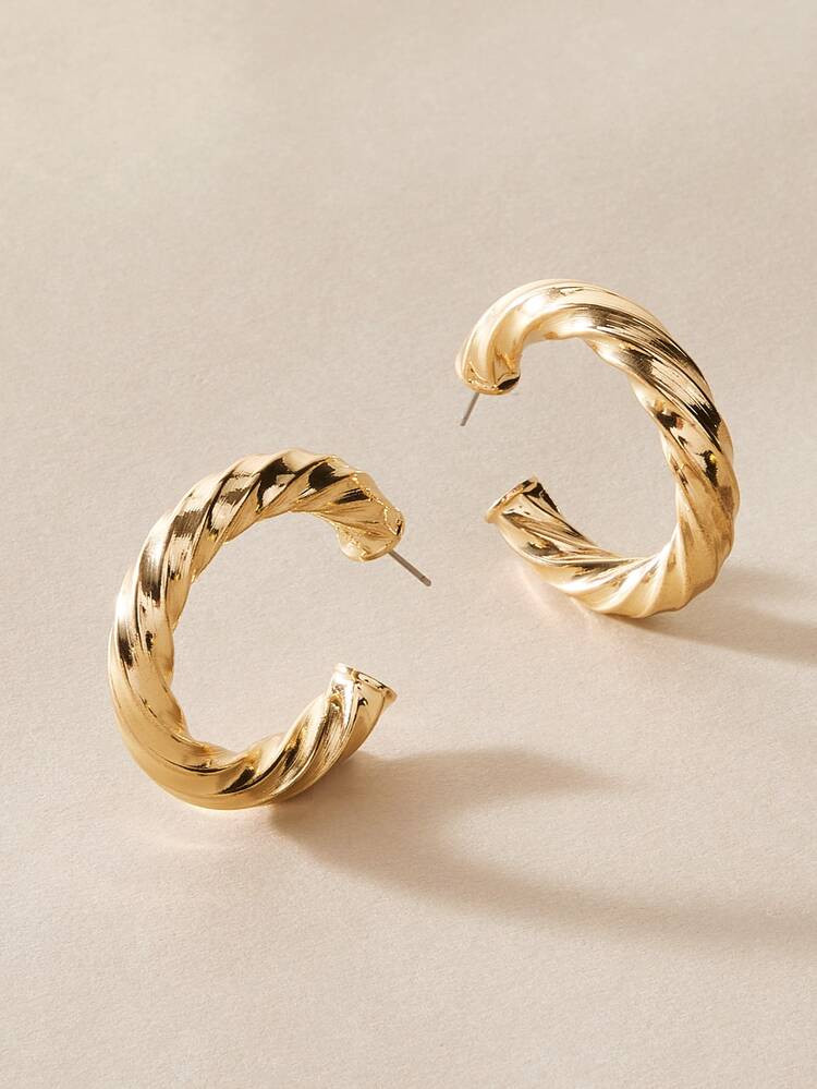1pair Twist Hoop Earrings | SHEIN