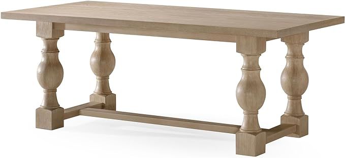 Maven Lane Leon Traditional Wooden Dining Table in Antiqued White Finish | Amazon (US)