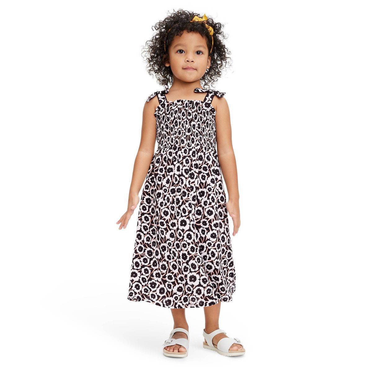 Toddler Smocked Tie Strap Neutral Poppy Midi Dress - DVF for Target | Target