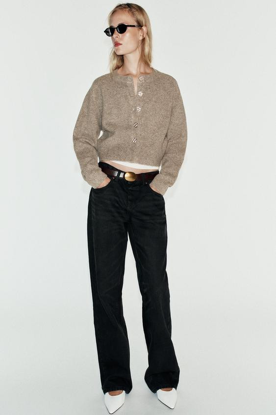 Zara - Soft Knit Cardigan In Metal Brown - L - Woman | Zara UK