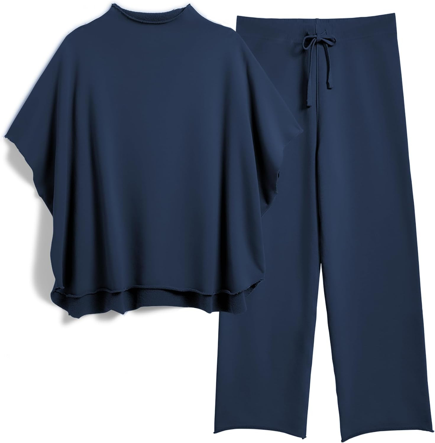 SeeLuNa Women's Two Piece Outfits 3/4 Batwing Sleeve Capelet Crew Neck Pullover Top Wide Leg Pants Lounge Set | Amazon (US)