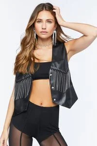 Rhinestone-Fringe Cropped Vest | Forever 21 (US)
