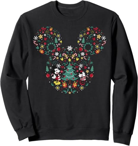 Disney Mickey And Minnie Christmas Mashup Sweatshirt, Long Sleeve | Amazon (US)