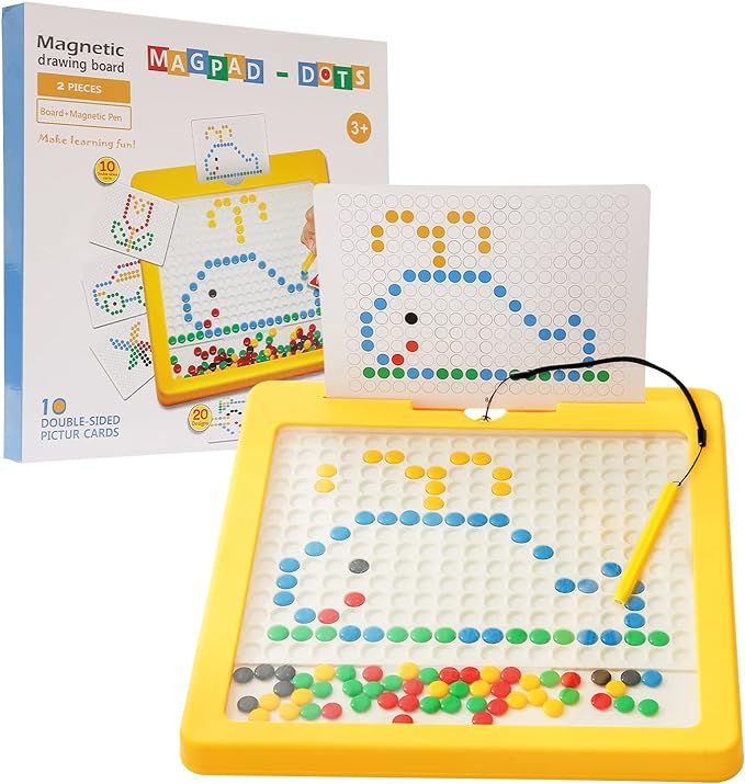 Magnetic Doodle Board, Large Drawing Board with Magnetic Pen & Beads for Toddlers, Magnetic Toy f... | Amazon (US)