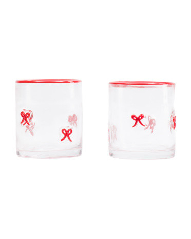 Set Of 2 Bow Double Old-fashioned Glasses | Drinkware | Marshalls | Marshalls