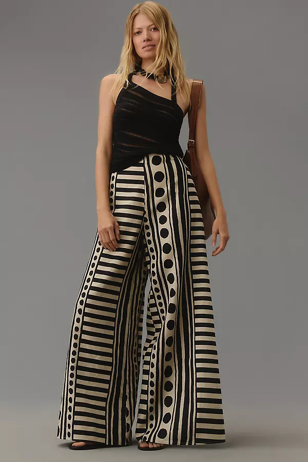 Corey Lynn Calter Geometric Linen Wide-Leg Pants | Anthropologie (US)