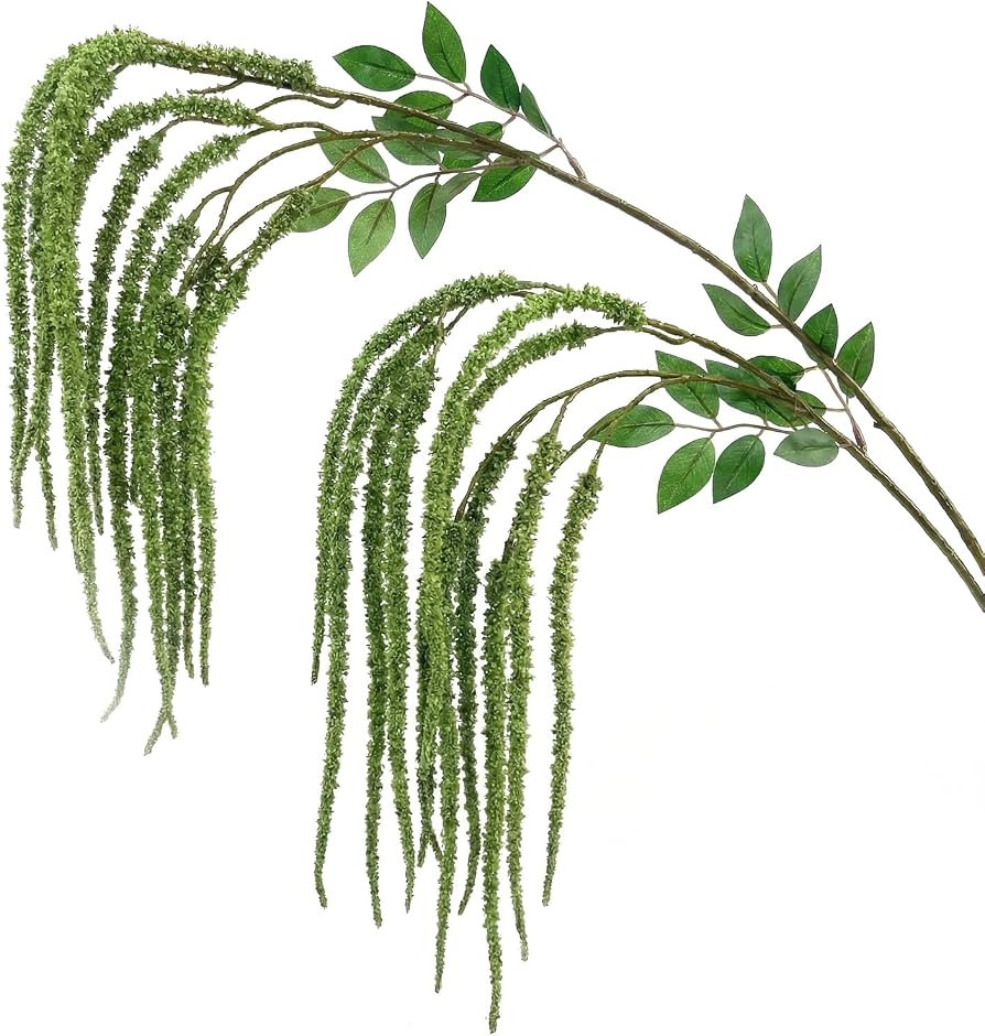 2Pcs Amaranthus Artificial Flower, 43" Faux Hanging Amaranthus Silk Cascading Floral Stems for We... | Amazon (US)