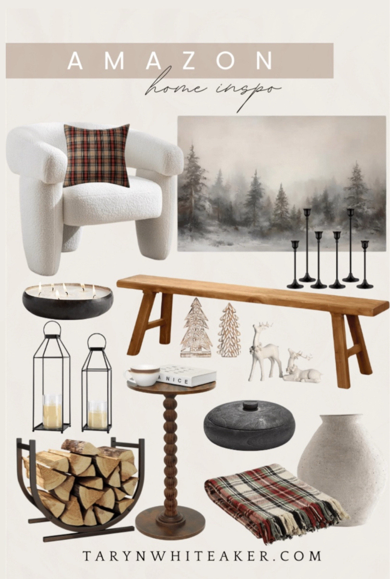 Amazon home inspo with cozy, neutral pieces. Living room decor, accent chairs, throw blankets, wall art, candles, wood benches, and warm home accents.

#LTKSeasonal #LTKHome #LTKHoliday