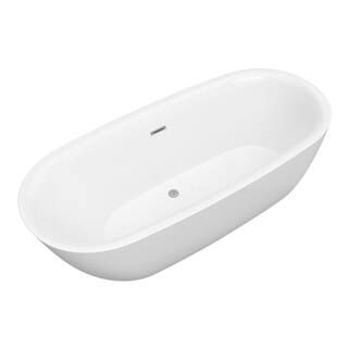 ANZZI Ami 59 in. Acrylic Flatbottom Freestanding Bathtub in White FT-AZ401-59 - The Home Depot | The Home Depot