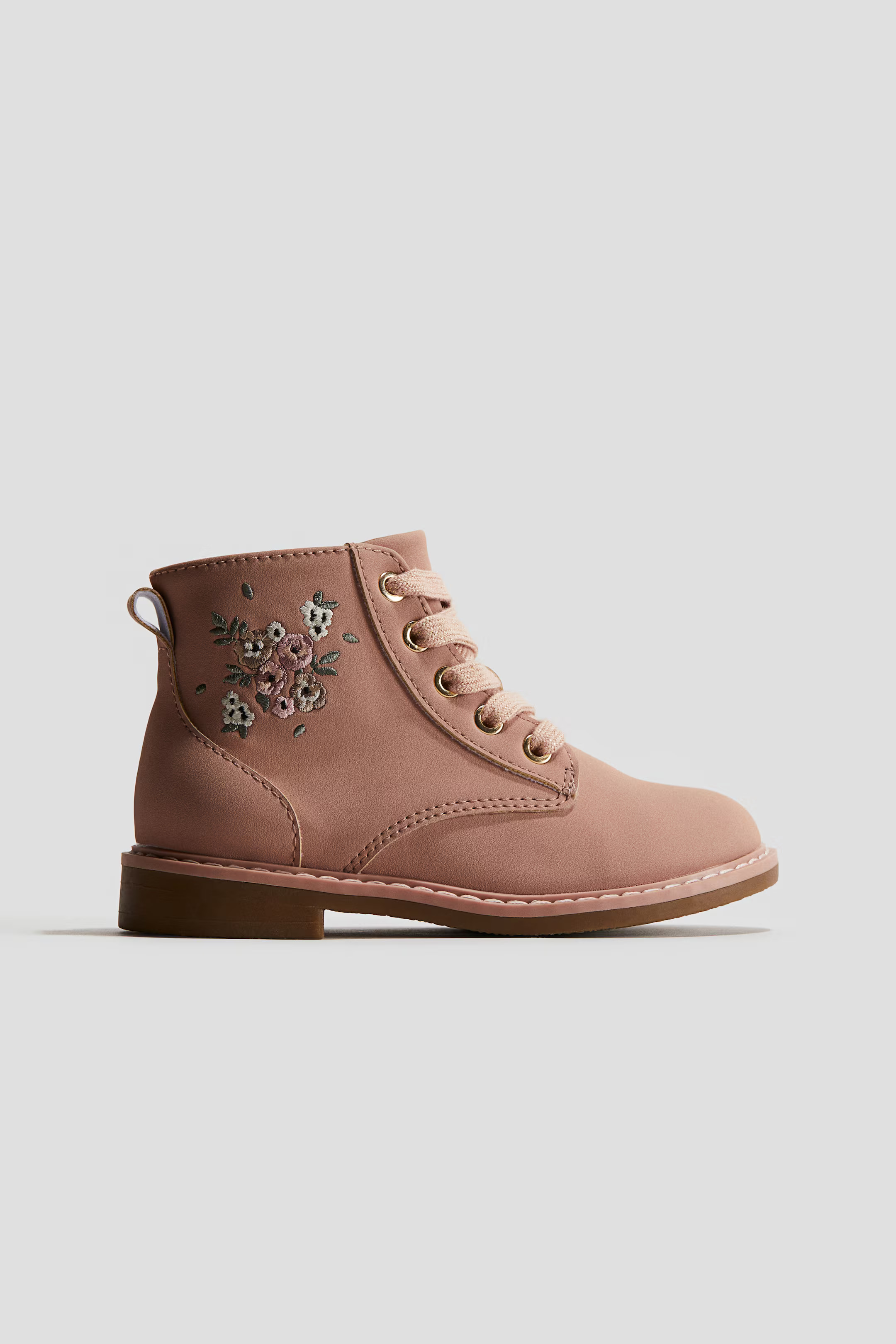 Embroidered-Detail Lace-Up Boots | H&M (US + CA)