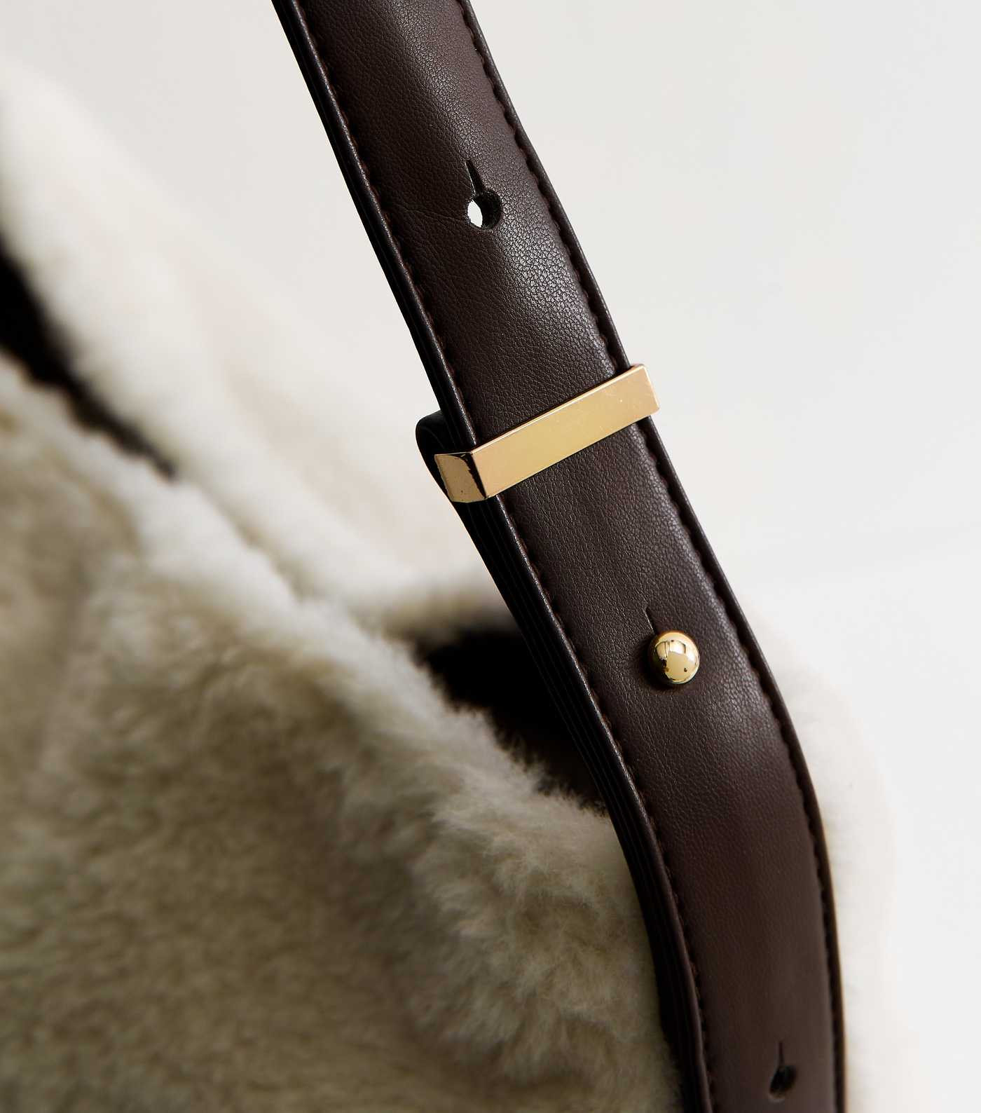 Cream Fleece Faux Leather Trimmed Bag | New Look | New Look (UK)