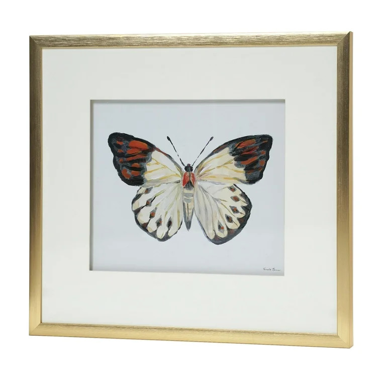 Crystal Art Gallery - Butterfly Art Painting Gold Framed Farmhouse Wall Decor - 17 x 19 | Walmart (US)