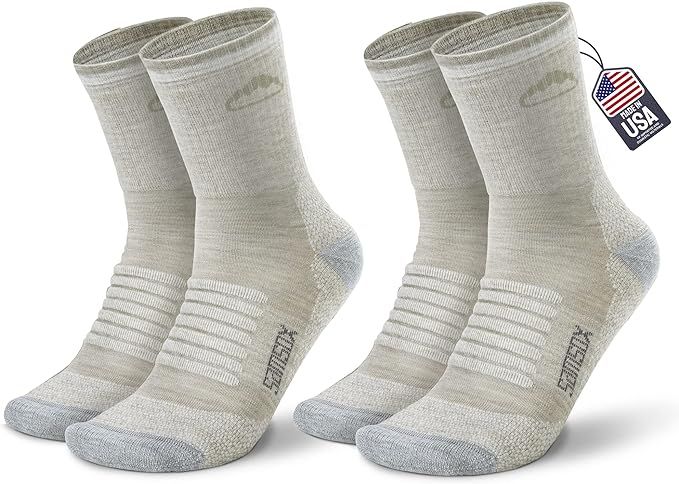 2 Pack Merino Wool Hiking Socks, Made in USA, Moisture Wicking Cushion Socks for Men & Women (Cha... | Amazon (US)