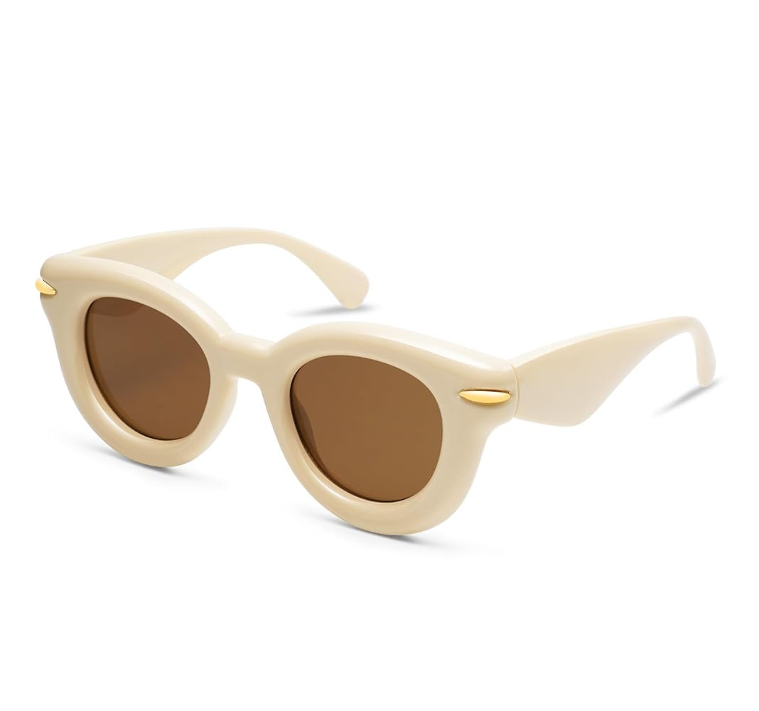 Cute Round Sunglasses for Women Men Trendy Chunky Thick Inflated Shades AP3695 | Amazon (US)