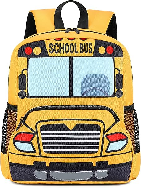 Kids Backpack for Boys Girls Preschool Bookbags 3D Cartoon Daycare Toddler Bags (Yellow bus) | Amazon (US)