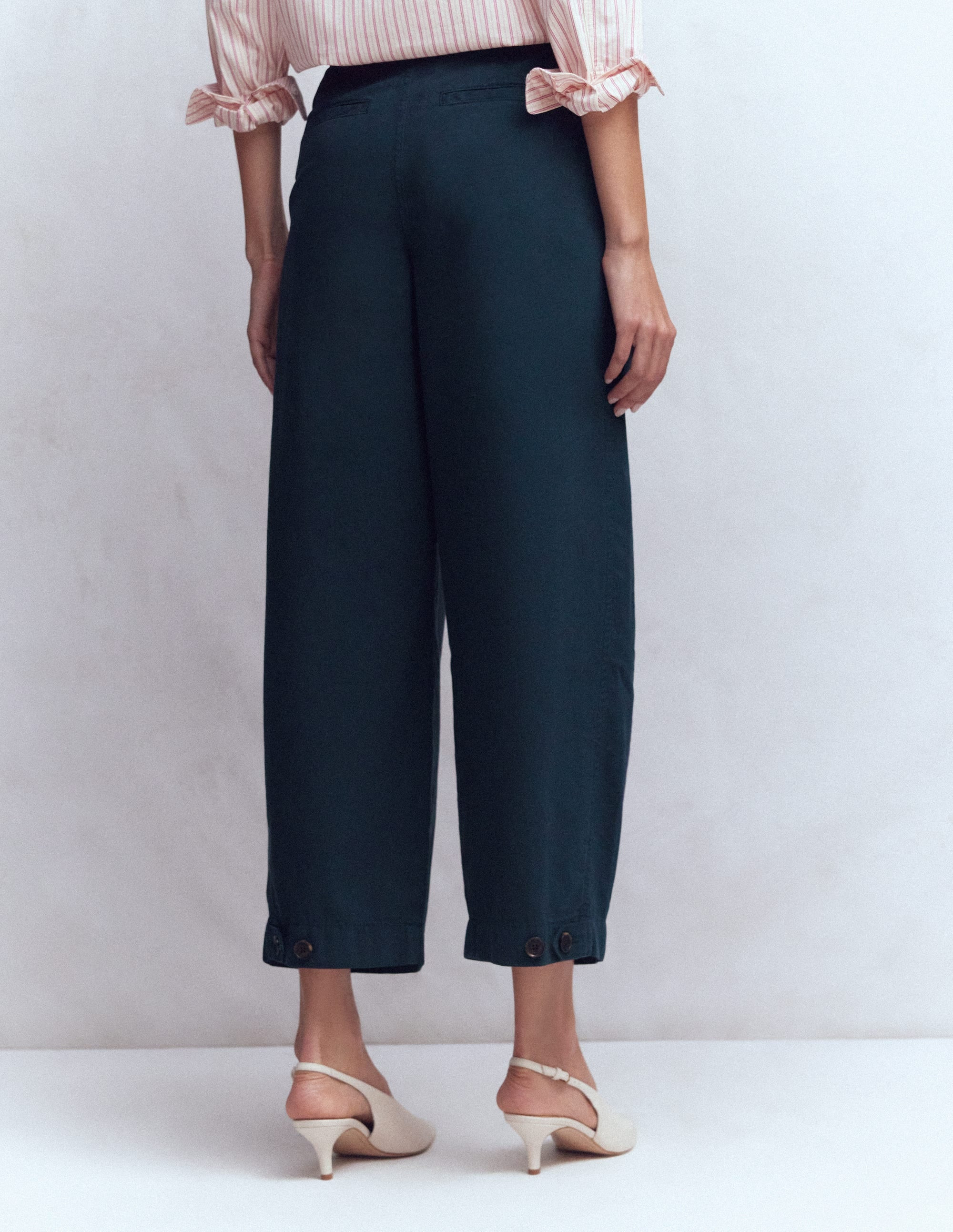 Pleat Barrel Leg Pants-Navy | Boden (US)