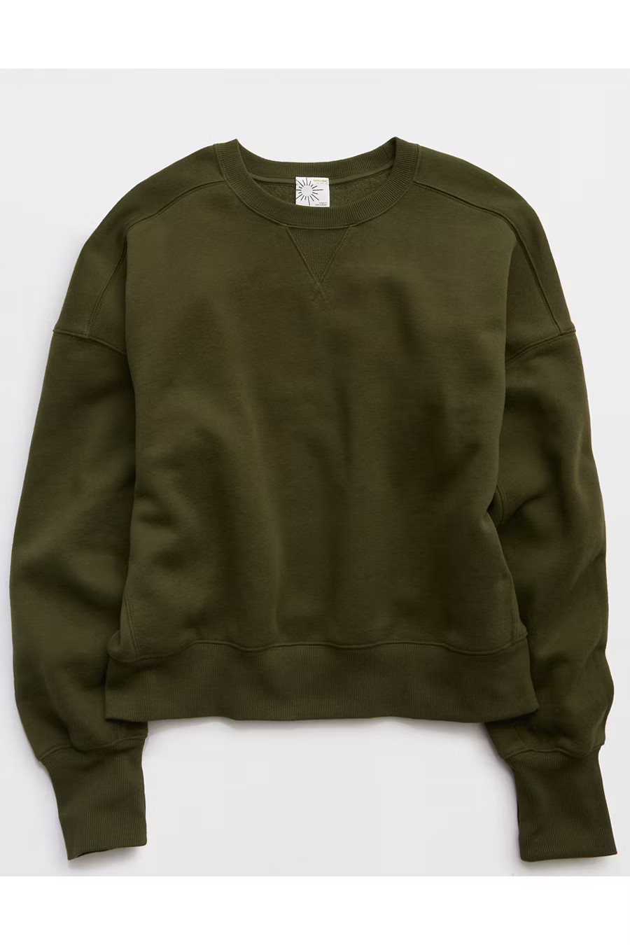 OFFLINE By Aerie Cloud Fleece Classic Crewneck Women's Military Green L | Aerie