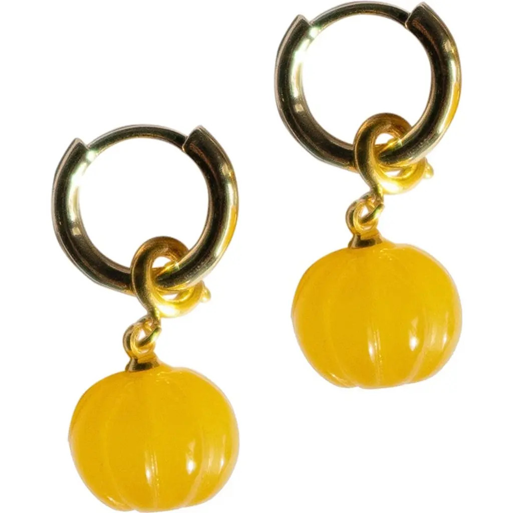 seree Harvest Pumpkin Jade stone charm earrings in Yellow at Nordstrom | Nordstrom