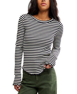Women's We The Free Easy Does It Long-Sleeve Striped T-Shirt | Macy's