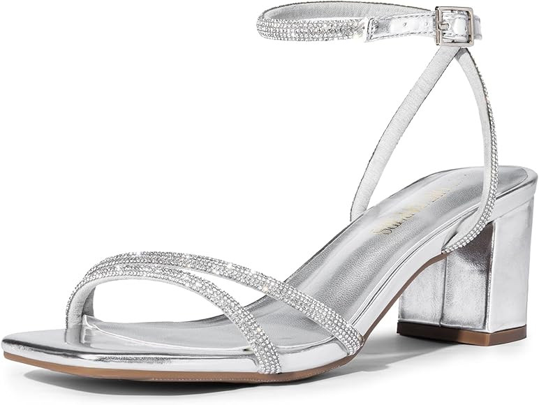 DREAM PAIRS Women's Chunky Block Strappy Heels Square Open Toe Ankle Strap Comfortable Wedding Pa... | Amazon (US)