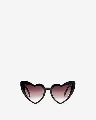 Plastic Heart Frame Sunglasses Women's Black | Express