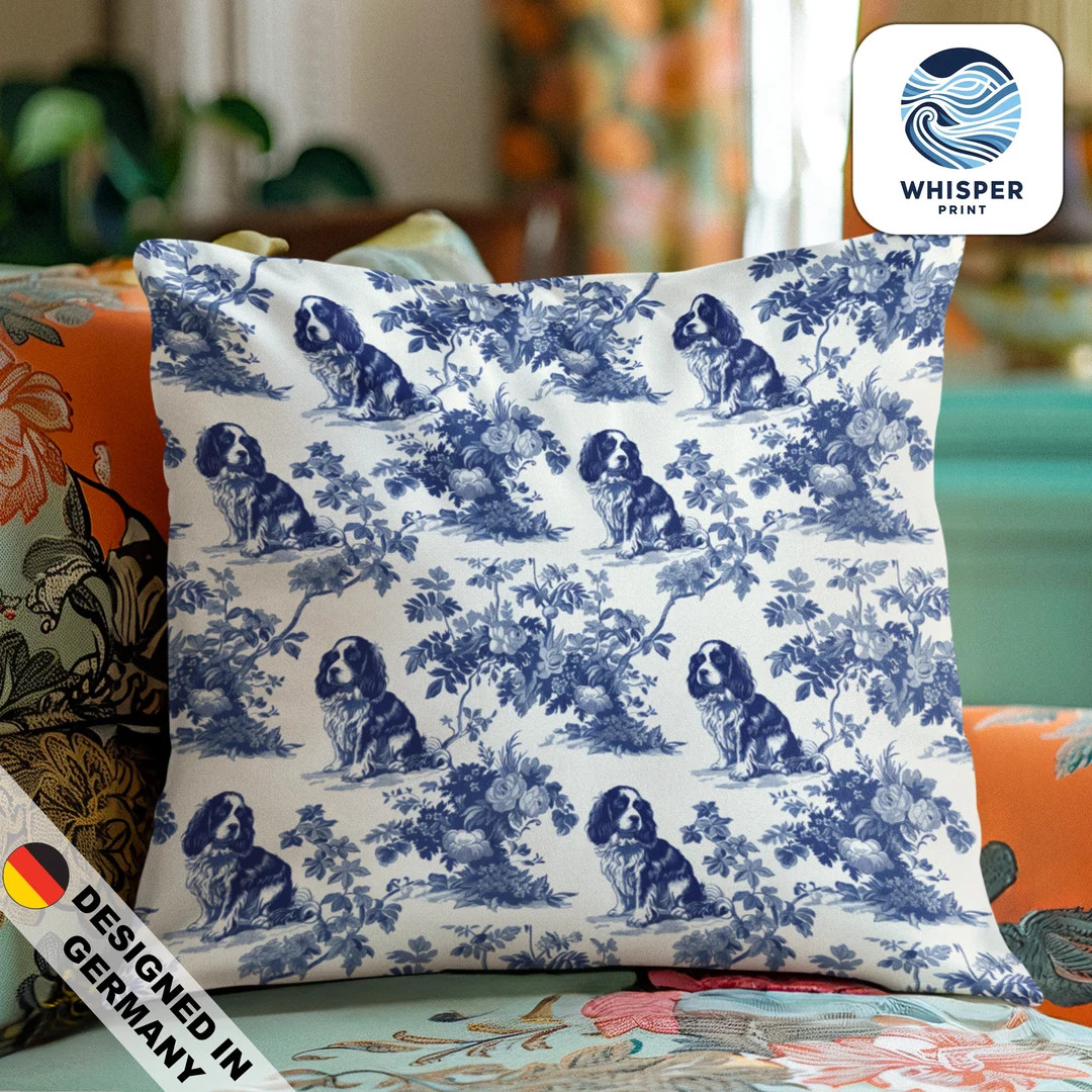 Whisperprint® French Toile King Charles Cavelier Spaniel Dog Style Print Cottagecore / Farmcore ... | Etsy (US)