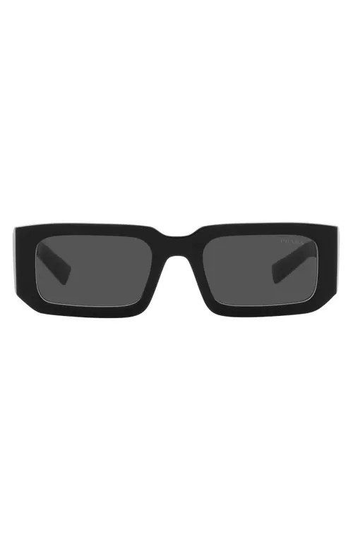 Prada 53mm Rectangular Sunglasses in Black/White/Dark Grey at Nordstrom | Nordstrom