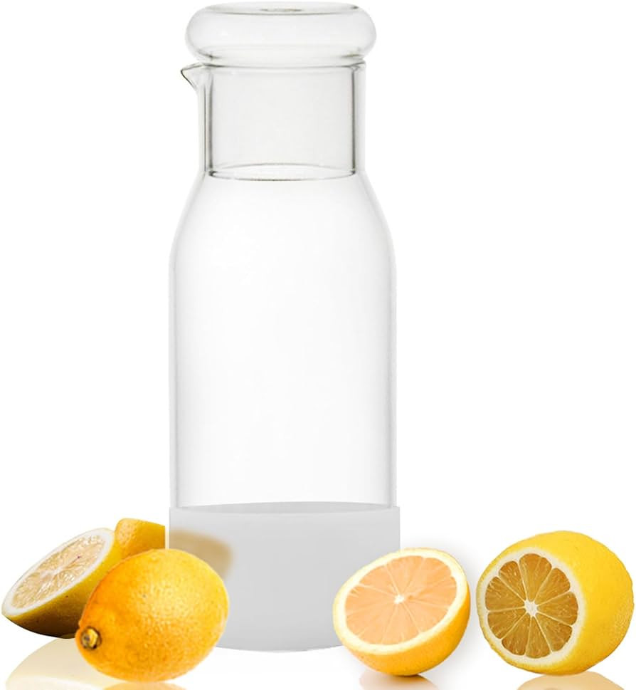 hjn Small Glass Pitcher Glass Water Carafe with Cup Lid, Fridge Water Jug Cold or Hot Beverages, ... | Amazon (US)