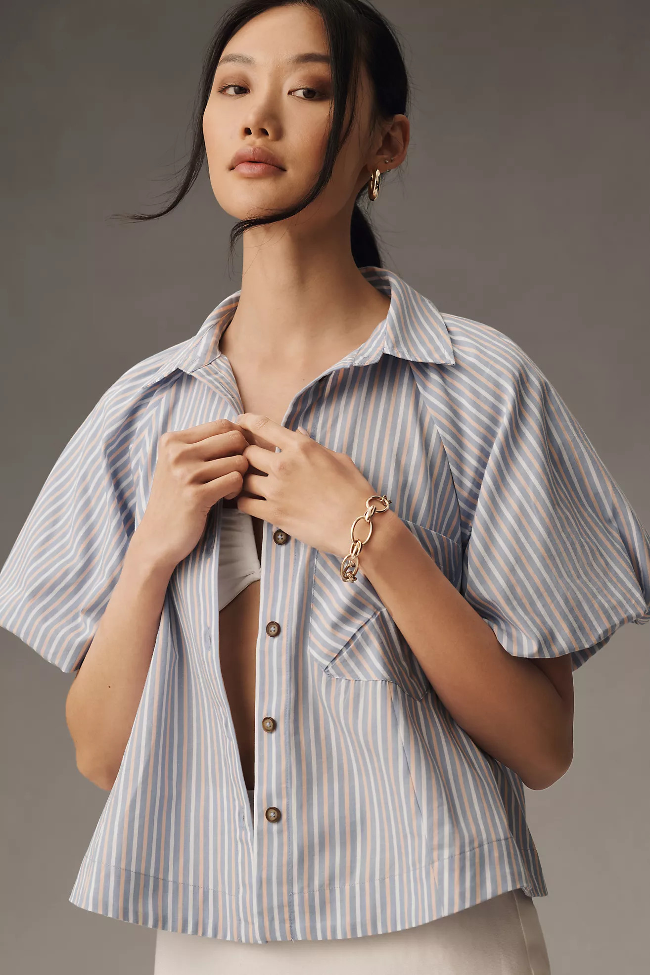 The Zooey Bubble-Sleeve Blouse by Maeve | Anthropologie (US)
