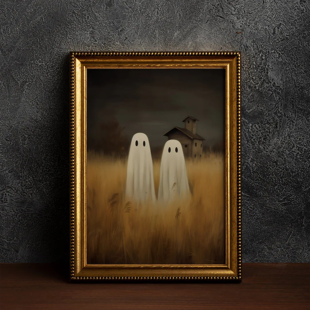 Cute Ghost Wall Art Print Ghost in the Wheat Field Art - Etsy | Etsy (US)