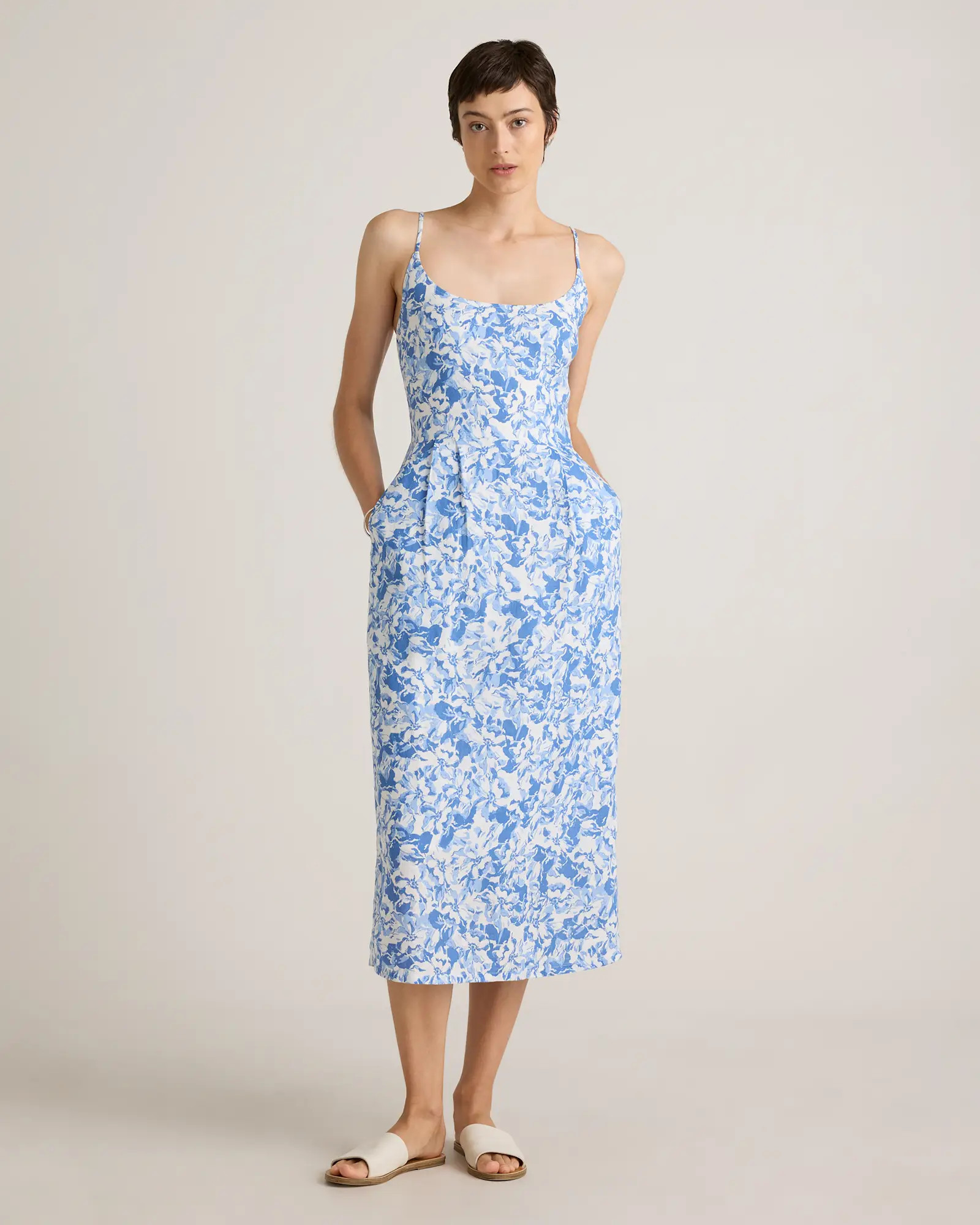 100% European Linen Scoop Neck Midi Dress | Quince