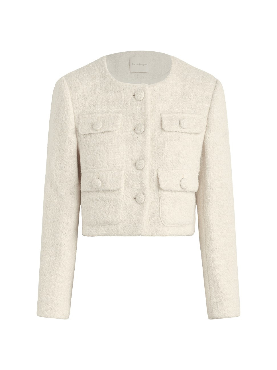Women's Emily Boucle Cropped Button-Front Jacket - White Boucle - Size Small | Saks Fifth Avenue