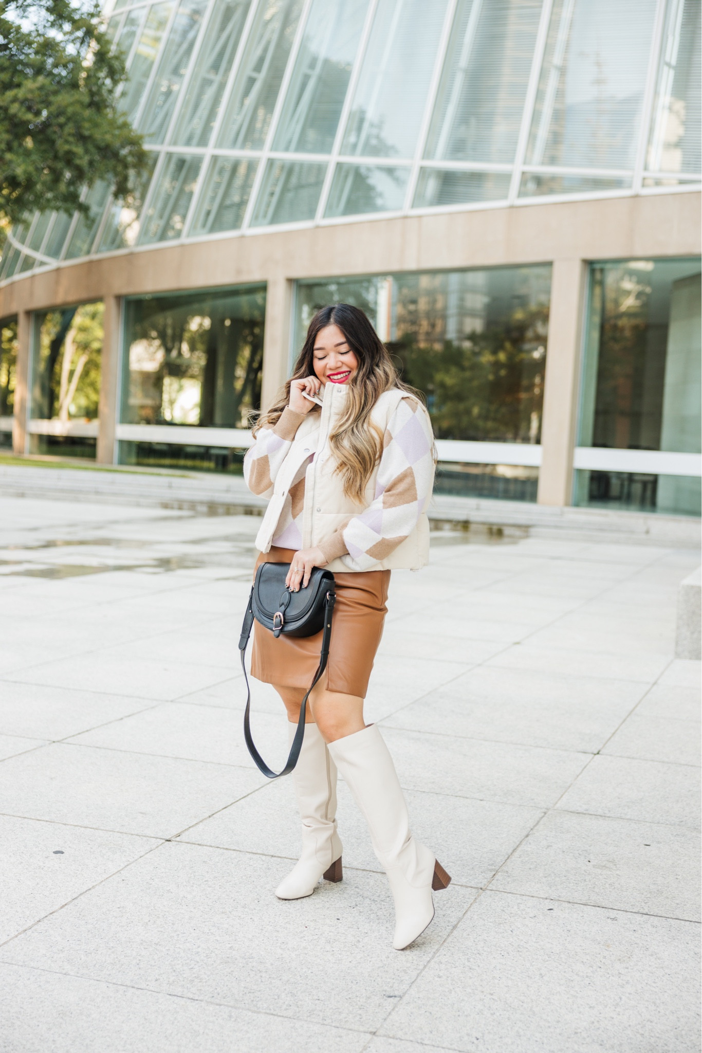 argyle sweater - wearing petite medium
cream puffer vest - wearing petite medium
brown faux leather skirt - wearing petite 8

Winter outfits, winter fashion, winter style, winter look, midsize influencer, midsize blogger, midsize fashion, midsize style, midsize outfits, knee high boots, white boots, cream boots, tall boots, loft outfits, loft outfit, gifts for her 

#LTKSeasonal #LTKmidsize #LTKfindsunder100