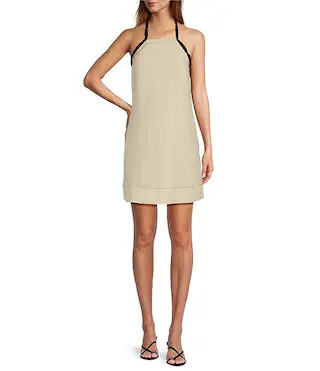 Antonio Melani Cyan Linen Blend Halter Neck Sleeveless A-Line Dress | Dillard's | Dillard's