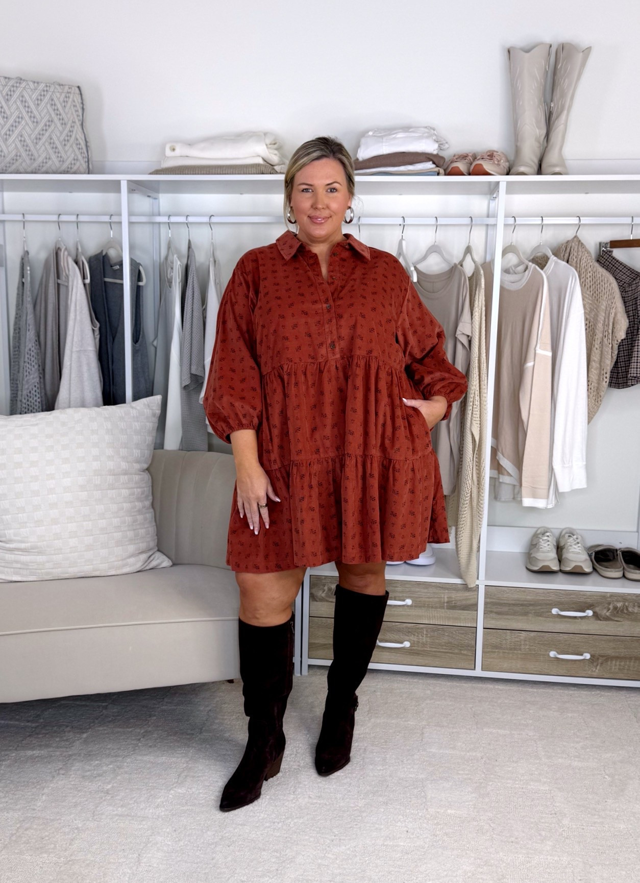 Wearing a size 2x in the dresses! Plus size, outfit inspo, fall fashion, apron belly, mom life

#LTKMidsize #LTKPlusSize #LTKSeasonal