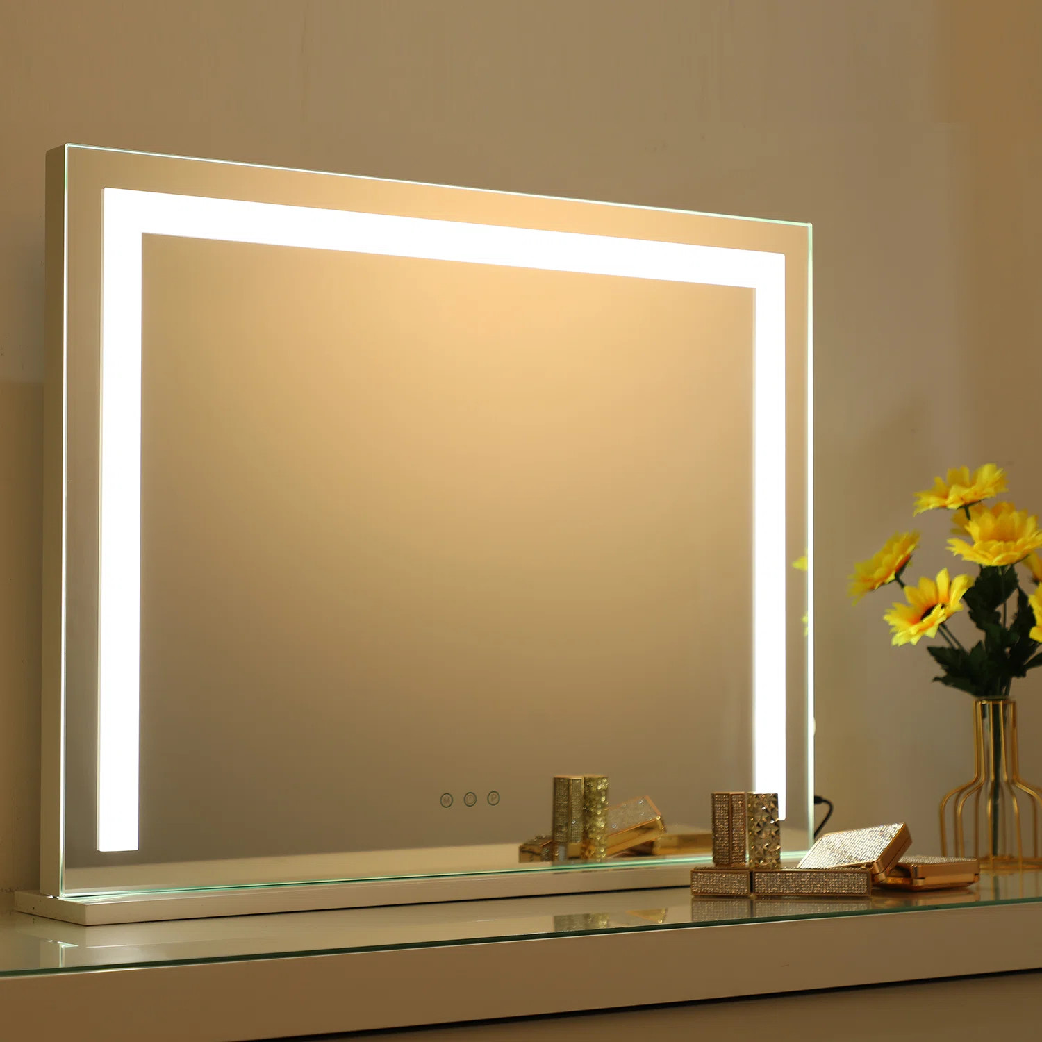 Orren Ellis MULAN Hollywood Mirror Lighted Makeup Mirror With LED-Lightband, Dimmer Function, 3 A... | Wayfair North America
