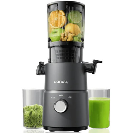 Canoly C03 Cold Press Juicer-200W Powerful AC Motor 4.5" Wide Feed Chute, Fruits Batch Juicing, Quiet Slow Juicing, BPA-Free, Easy Clean, Black | Walmart (US)