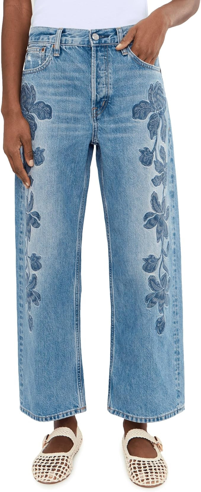 Madewell Embroidered Low Slung Baggy Crop in Worn | Amazon (US)